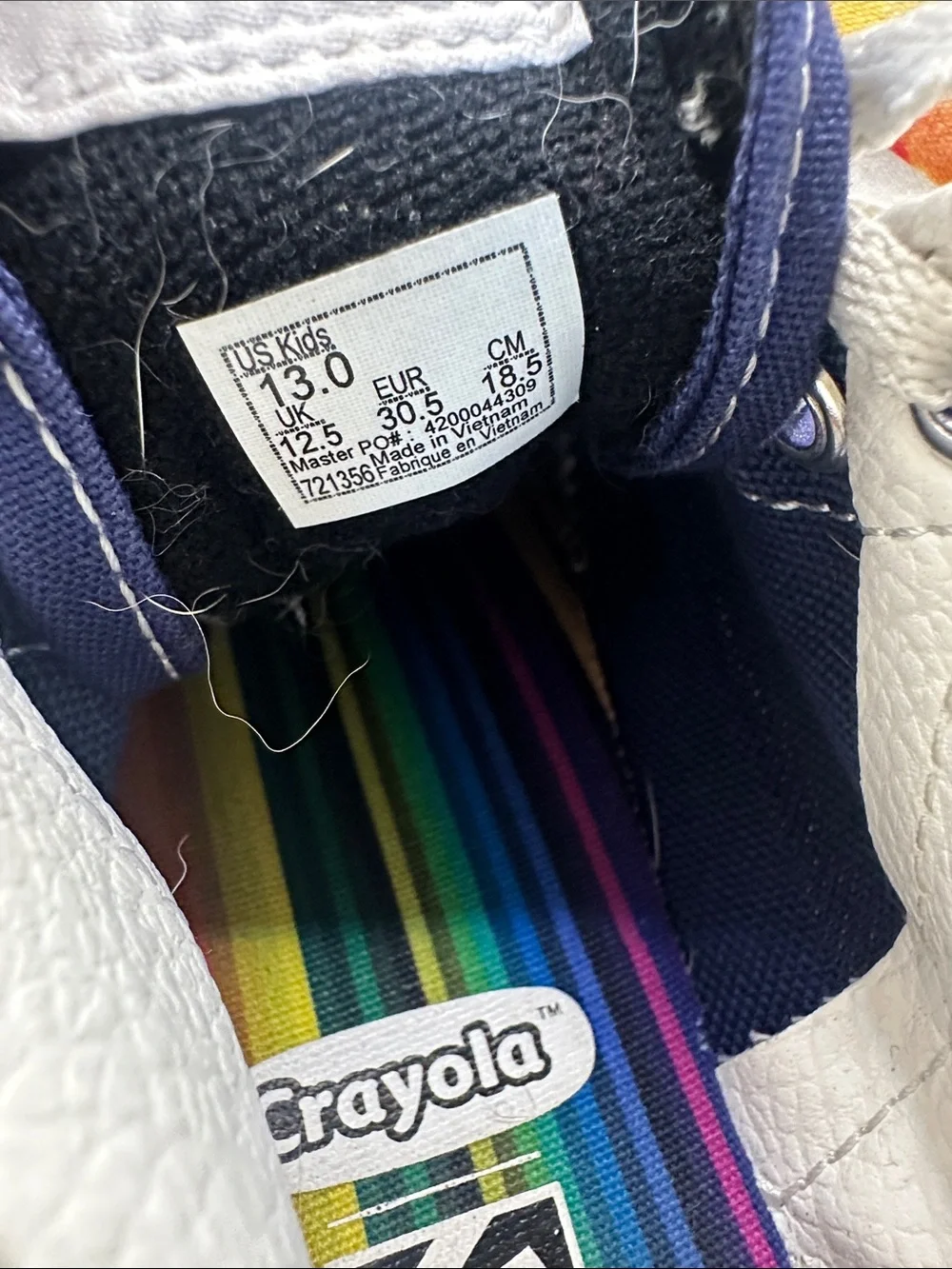 Vans Crayola Multicolor Tie-Dye High-Top Sneakers with Navy Accents kids size 13